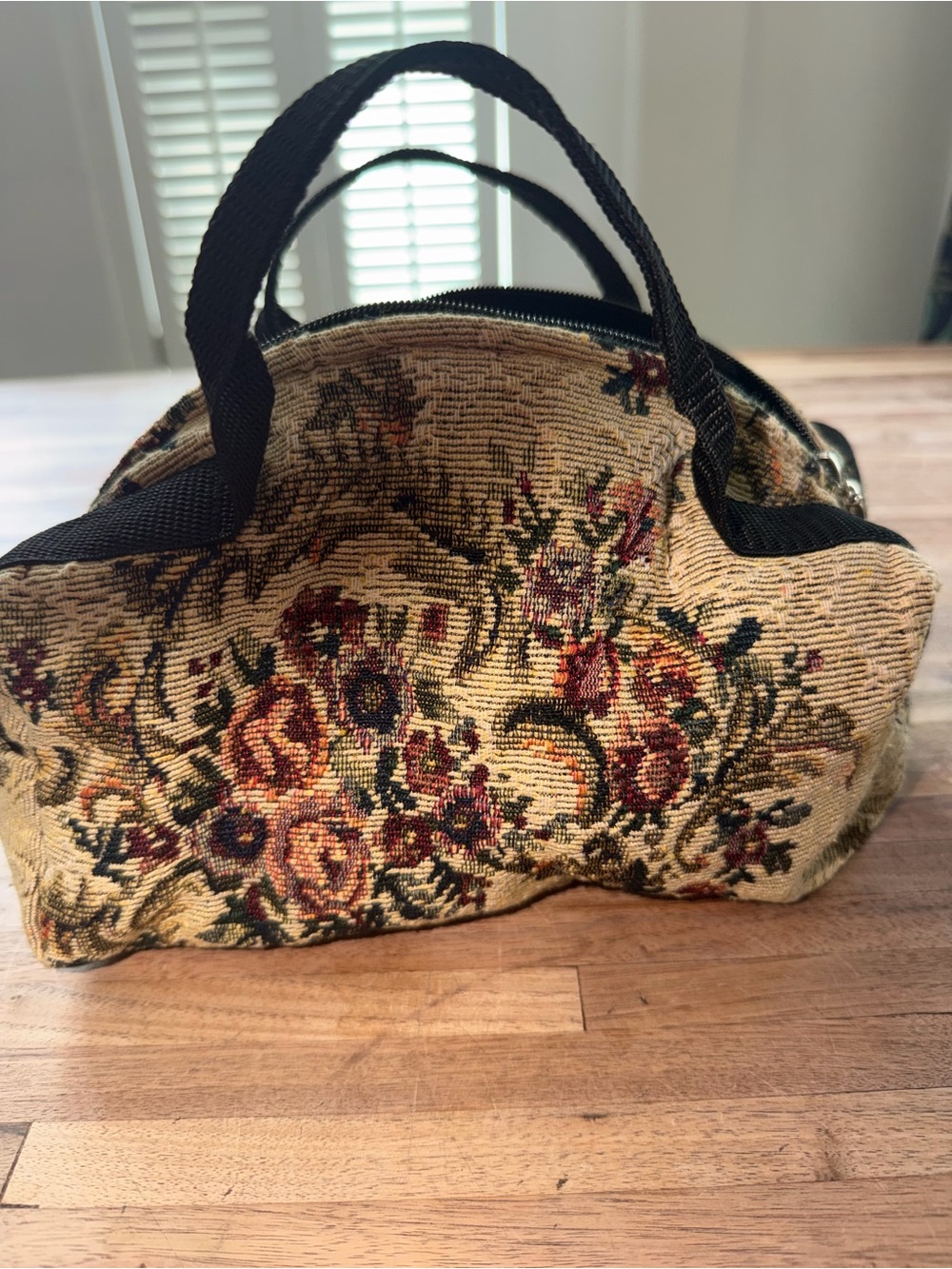 Vintage Woven Floral Tapestry Top Handle Purse Handbag - Picture 2 of 5
